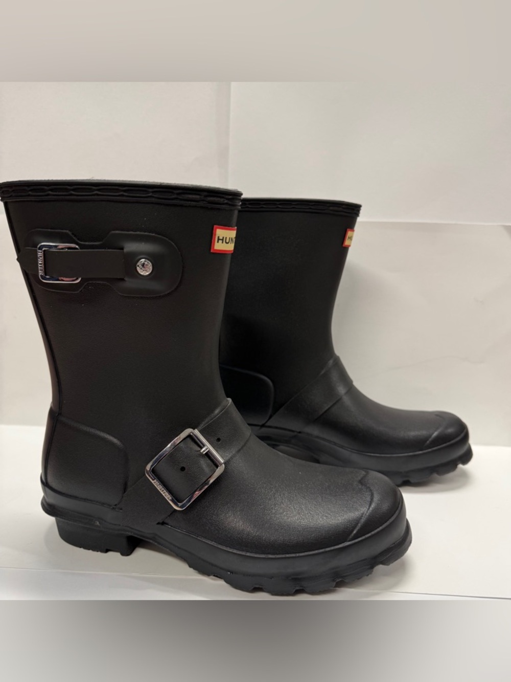 Hunter Original Short Waterproof Rubber Rain Boots Big Kids 4b/5a Matte Black